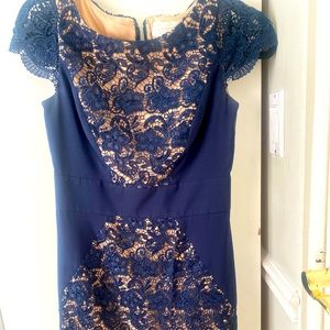 Jessica Simpson short lace dress blue and beige